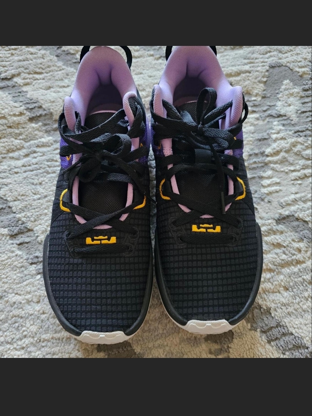 Women's Athletic Running Shoes in Black with Purple and Yellow Accents